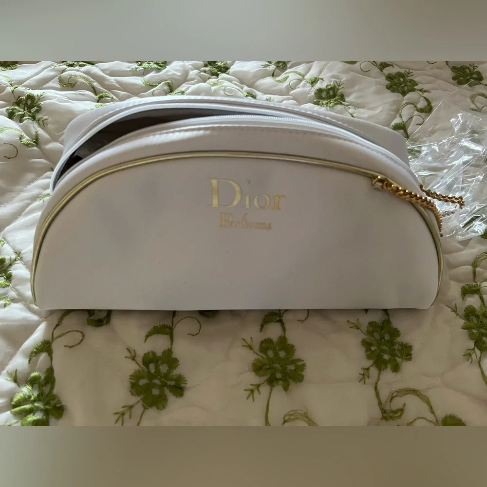 Dior cosmetic bag & some fun beaded jewelry. Great size for travel.